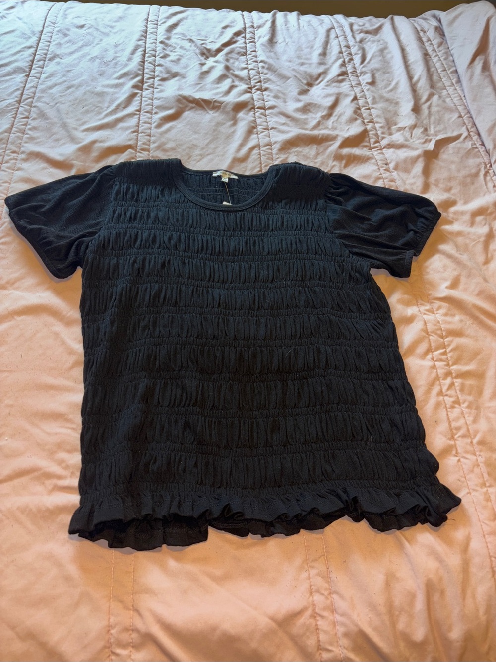 Maurices Black Short Sleeve Smocked Ruffle Hem Top XXL Plus Size Women’s NEW